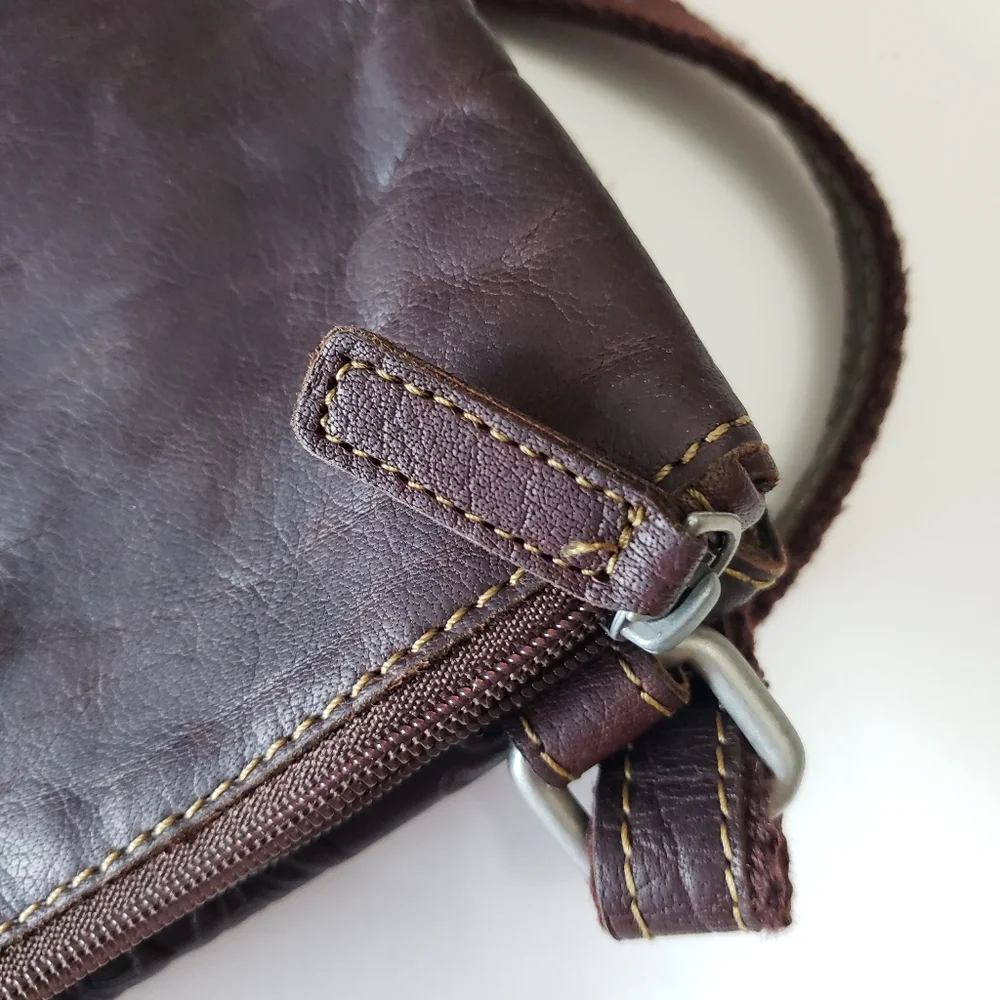 Jack Georges Brown Genuine Leather Crossbody Purse with adjustable strap - Picture 10 of 14